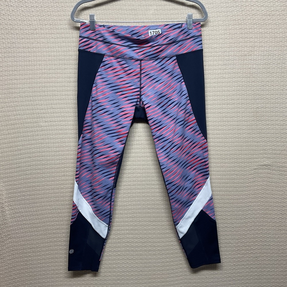 NEW Athleta Electra Sonar 7/8 Tight Leggings Womens L Multicolor Mid Rise Pocket